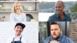 Celebrity chefs Anna Olson, David Rocco, Matt Basile, and Rodney Bowers