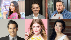 A Collage of Deepa Prashad, Todd Talbot, Rodney Bowers, Rick Campanelli, Meredith Shaw, and Melissa Leong.