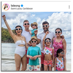 Melissa Leong with family and friends at the beach