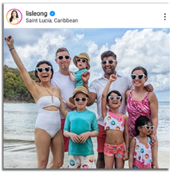Melissa Leong with friends and family on the beach