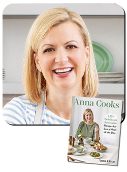 Anna Cooks Cookbook Cover with Anna Olson Headshot